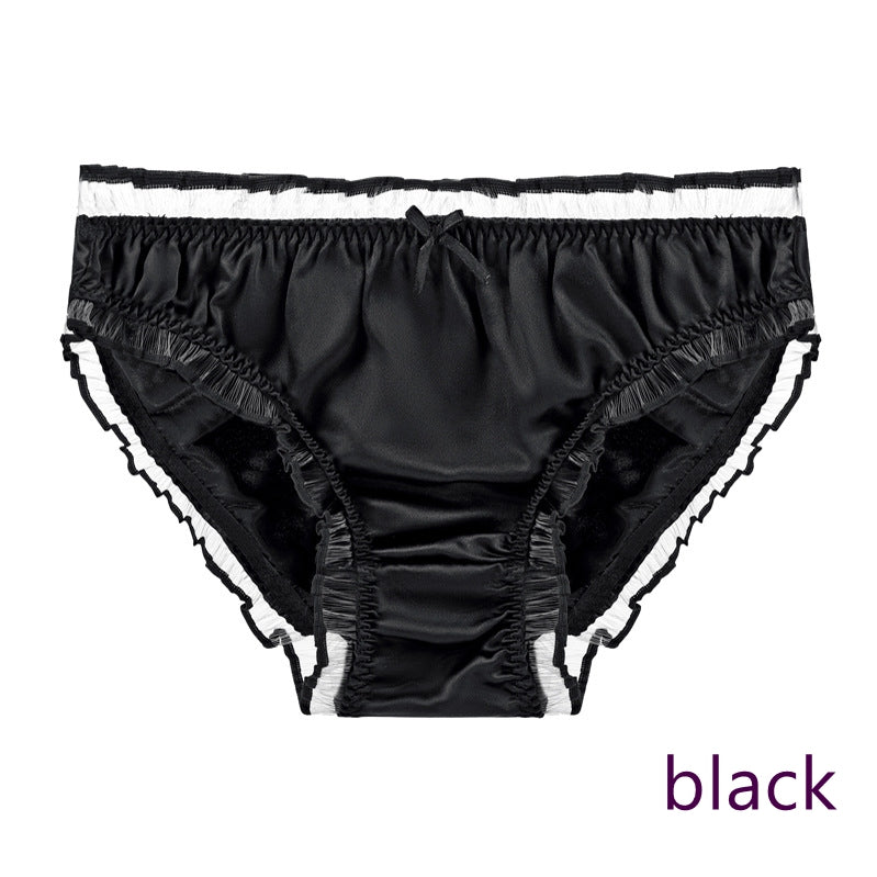 Damen-Bikini-Höschen aus Seide und Spitze mit Rüschen