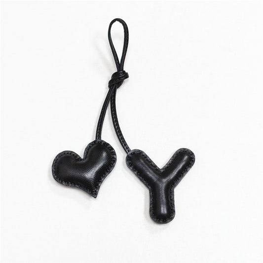 Pillow Puff Initial Lambskin Leather Bag Charm-Y