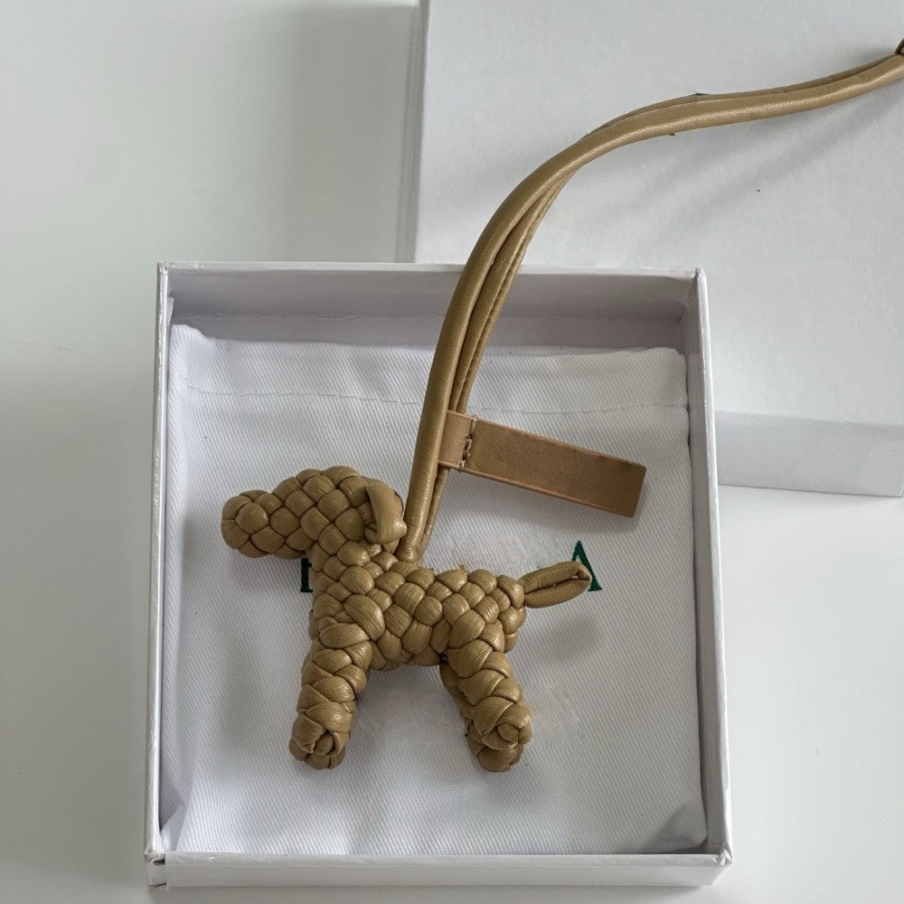 BV Leather Woven Dog Charm