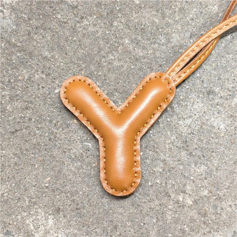 Pillow Puff Initial Lambskin Leather Bag Charm