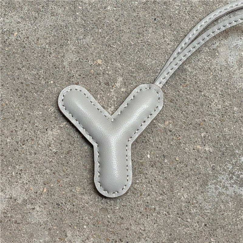 Pillow Puff Initial Lambskin Leather Bag Charm