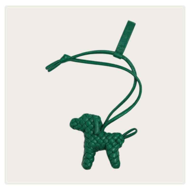 BV Leather Woven Dog Charm