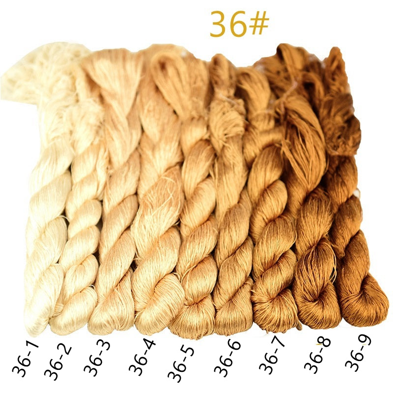 100% Mulberry Silk Embroidery Thread Skeins, Yellow, Brown Colors, 400meters