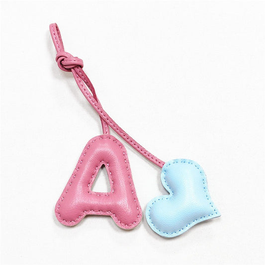 Pillow Puff Initial Lambskin Leather Bag Charm-A