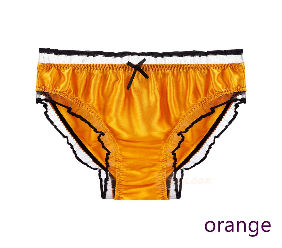Damen-Bikini-Höschen aus Seide und Spitze mit Rüschen