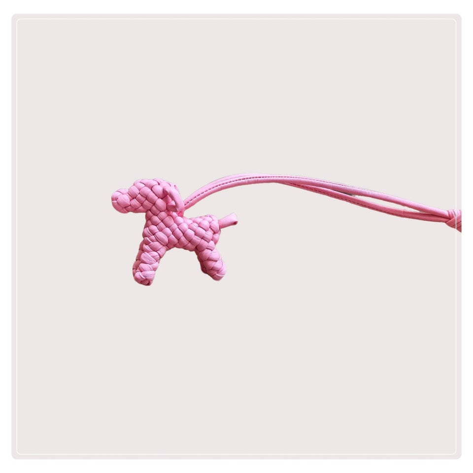BV Leather Woven Dog Charm
