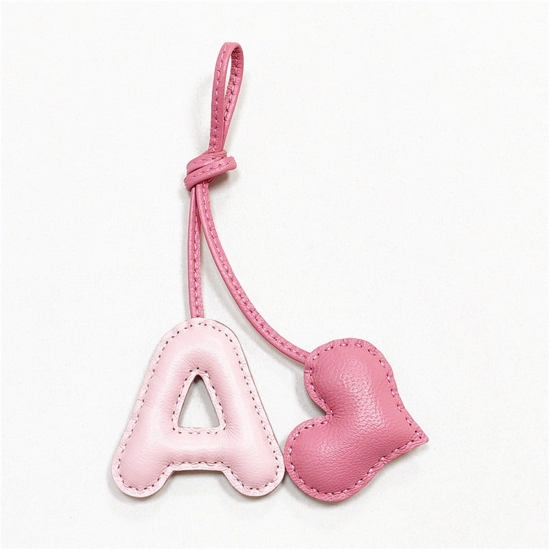 Pillow Puff Initial Lambskin Leather Bag Charm-A