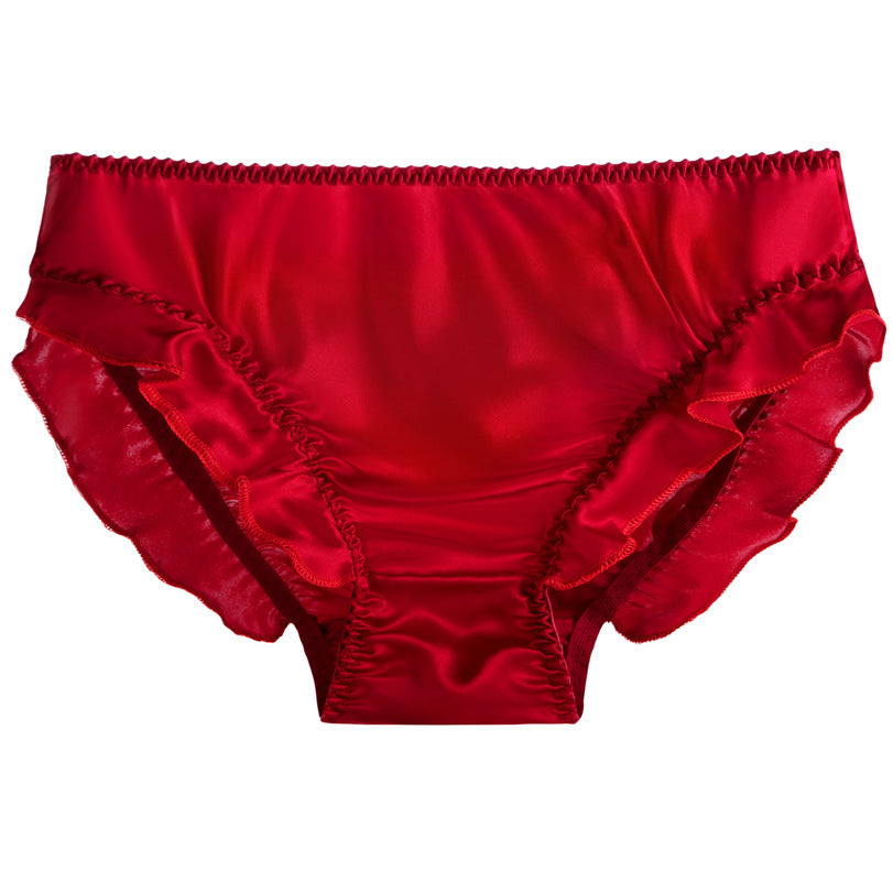 Women Bikini Silk Ruffled Pantie
