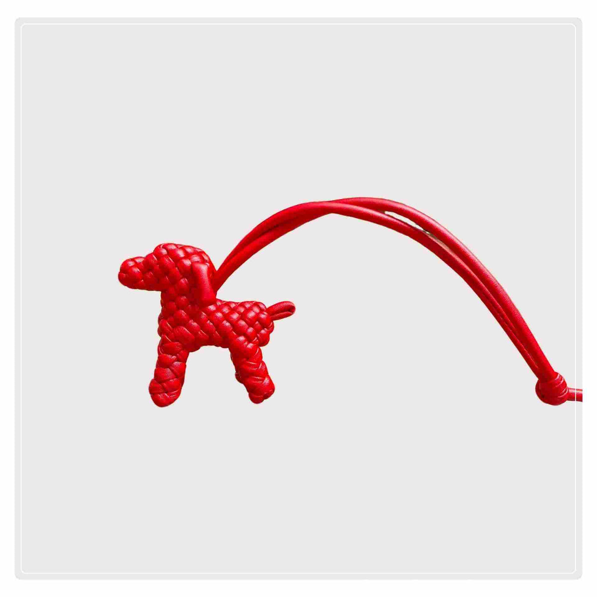 BV Leather Woven Dog Charm