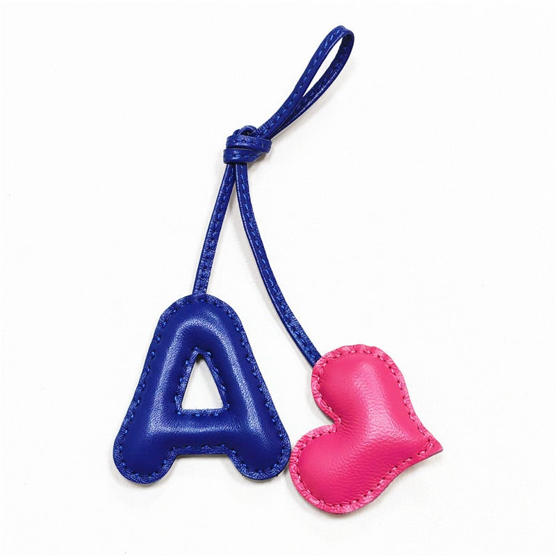 Pillow Puff Initial Lambskin Leather Bag Charm-A