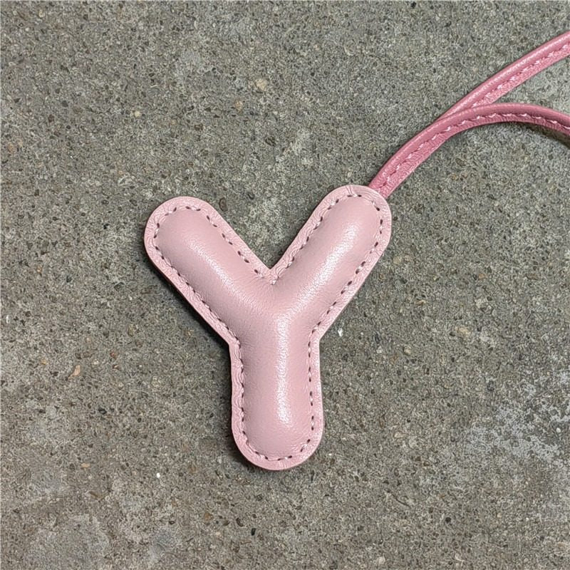 Pillow Puff Initial Lambskin Leather Bag Charm