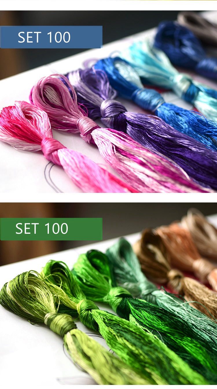 100% Mulberry Silk Embroidery Thread Skeins - Set50/100/200
