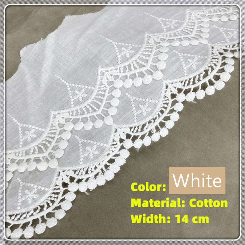 Embroidered Cotton Lace Trim, Scalloped Border Trim