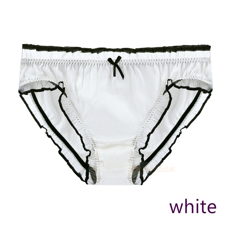 Damen-Bikini-Höschen aus Seide und Spitze mit Rüschen