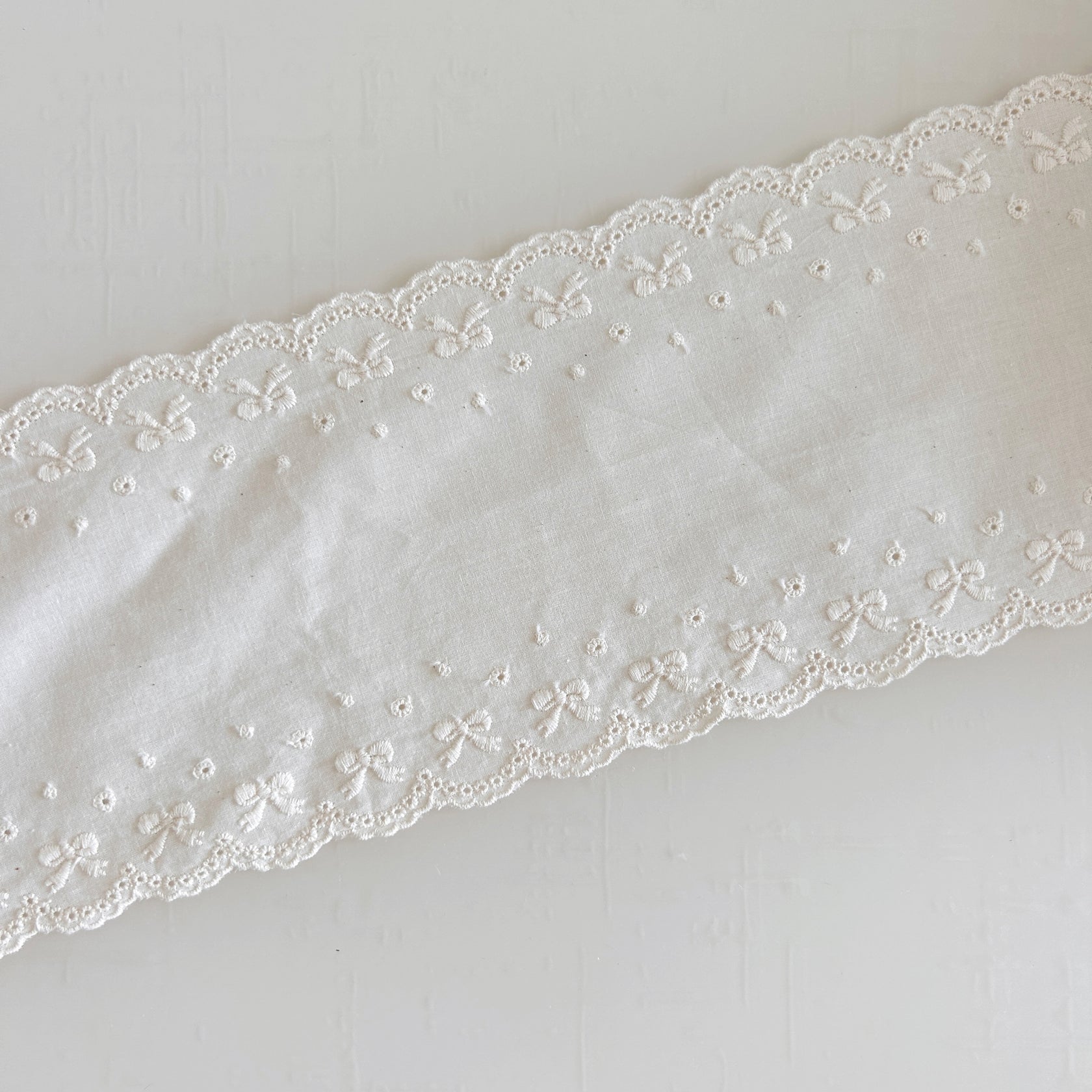 Crochet Lace Trim Embroidered Eyelet Pure Cotton White Blouse