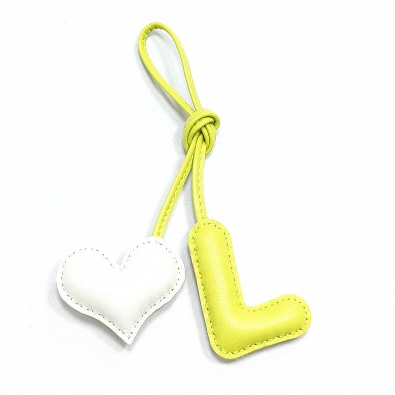 Pillow Puff Initial Lambskin Leather Bag Charm-L