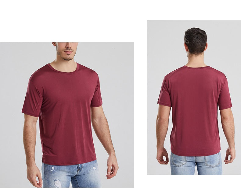 Men Mulberry Silk Crew T-shirt, 100% silk - Awulook