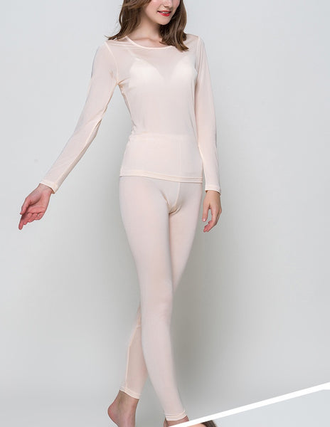 Ms 100% Mulberry Silk Silk Long Johns Underwear Suits Silk Long Sleeve  Render Unlined Upper Garment Leggings - Pant Sets - AliExpress