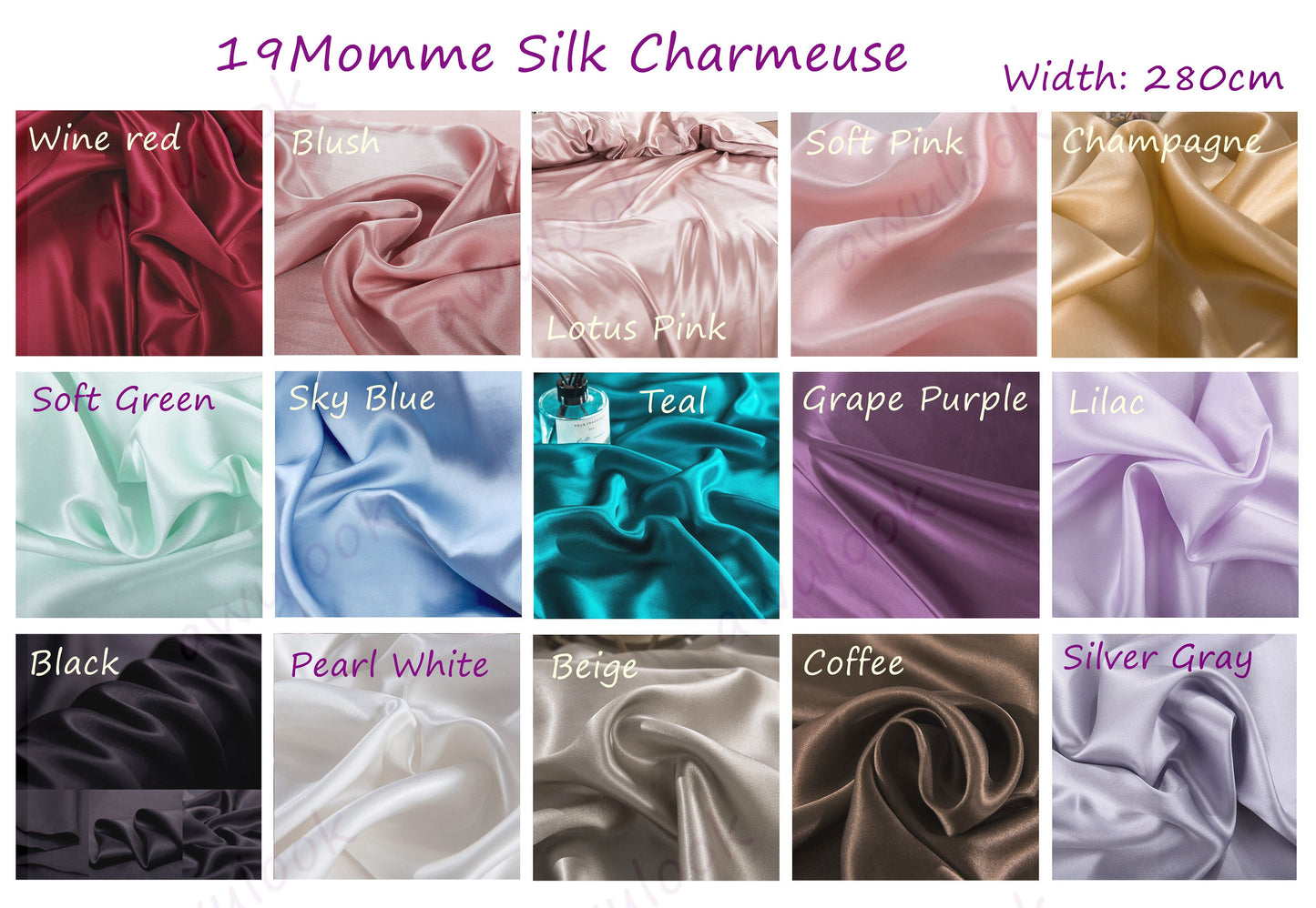 19 Momme 100 % Seiden-Charmeuse, 280 cm breit