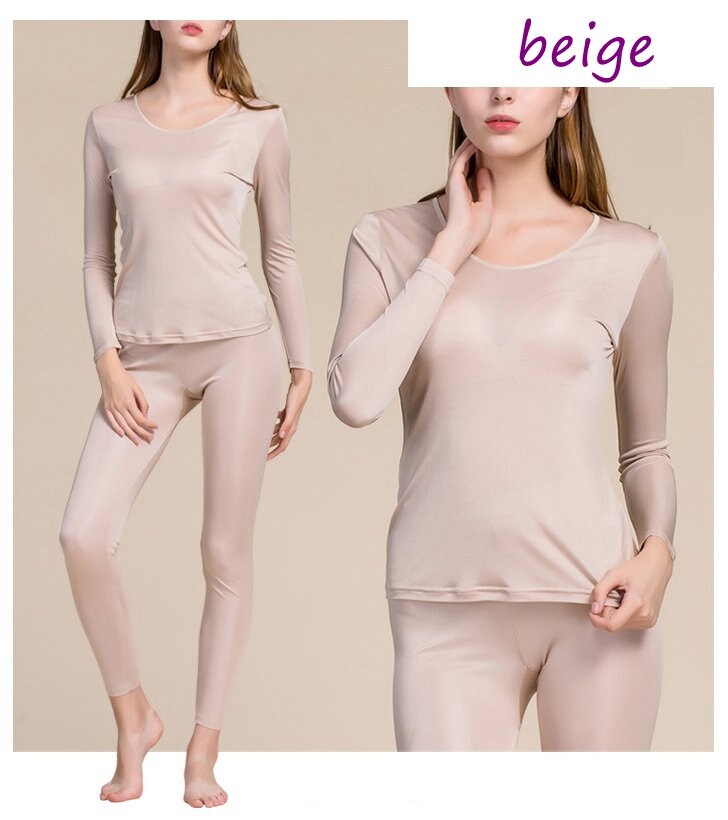 Women 100% Mulberry Silk Thermal underwear Set - Awulook