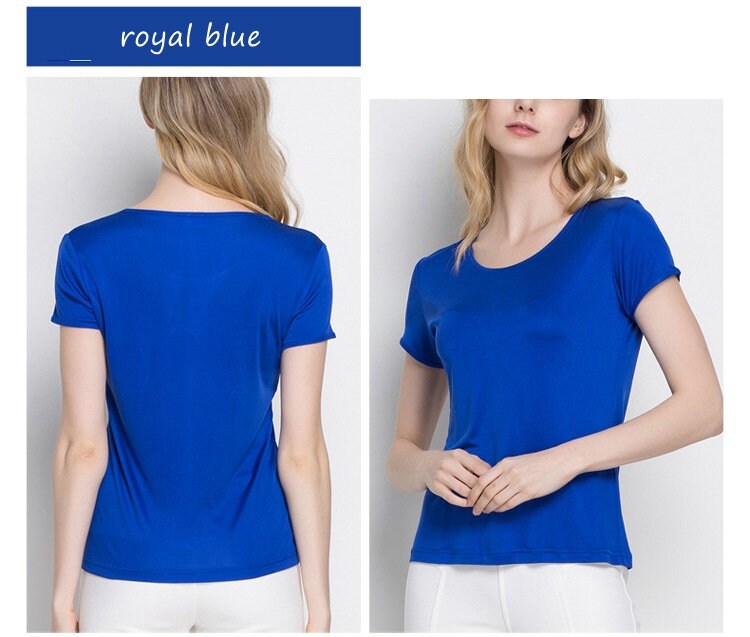 T-shirt Femme 100% Soie, Col Rond