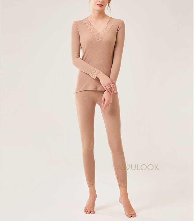 Women Wool Silk Thermal Underwear Set - Awulook