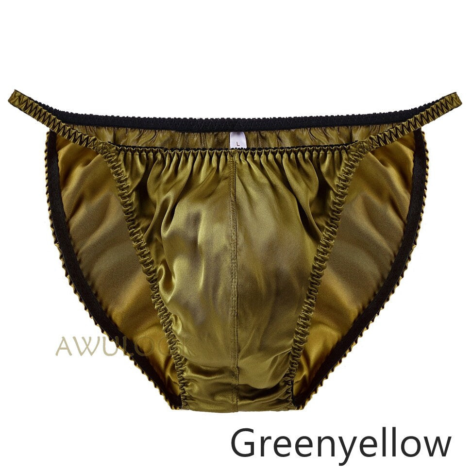 Men's Silk Brief, 3D crotch pouch, Bikini Underwear, 9 Colors, 100% Mulberry silk