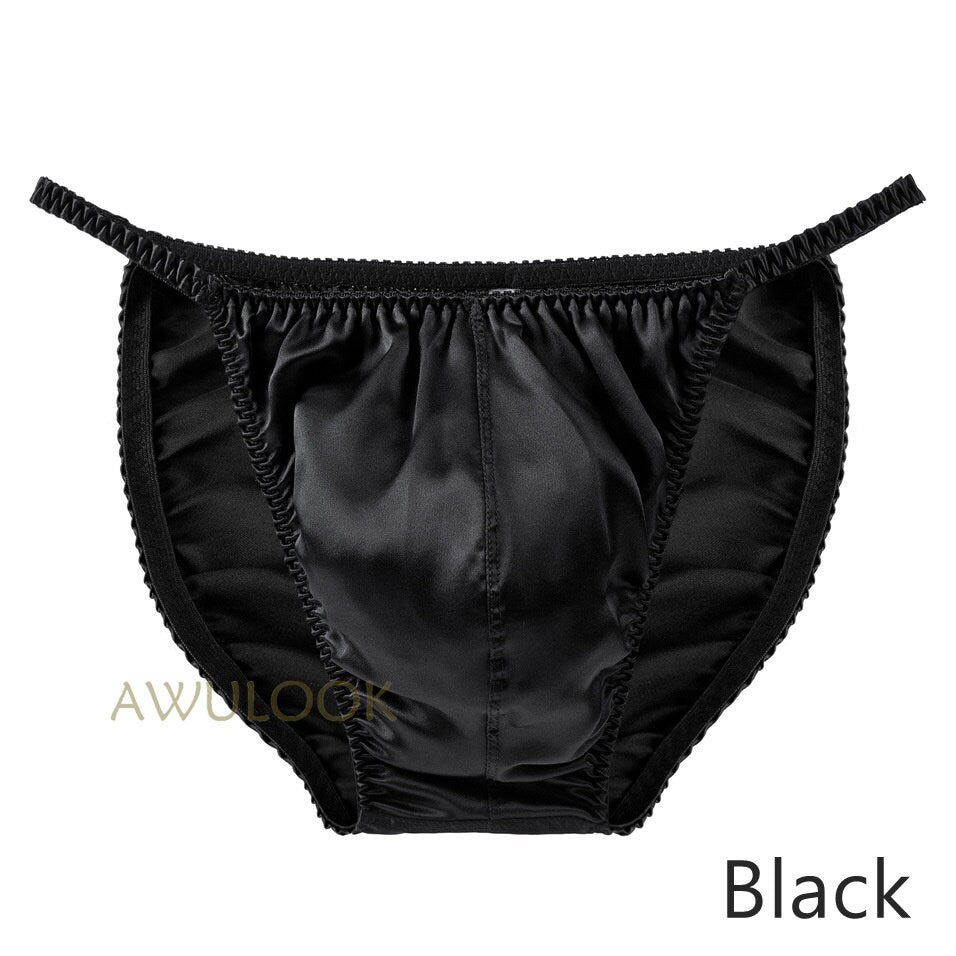Men's Silk Brief, 3D crotch pouch, Bikini Underwear, 9 Colors, 100% Mulberry silk