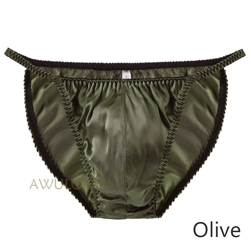 Men's Silk Brief, 3D crotch pouch, Bikini Underwear, 9 Colors, 100% Mulberry silk